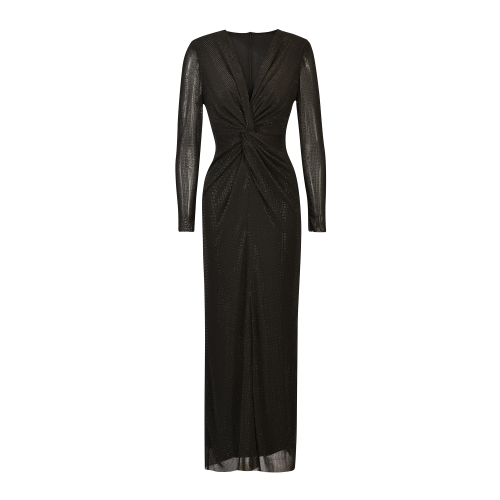 فستان سهرة أسود مرصع كريستال