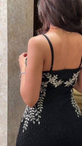 فستان سهره حفر بشك بنمط زهور فضي