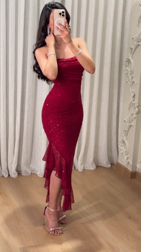 فستان سهرة شك بكشكشة