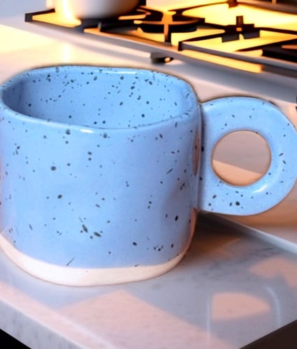 كوب سيراميك أزرق بتصميم عصري ومقبض دائري