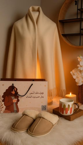 شتاؤك يصبح أدفى مع لمسات بسيطة شال باللون البيج ،...