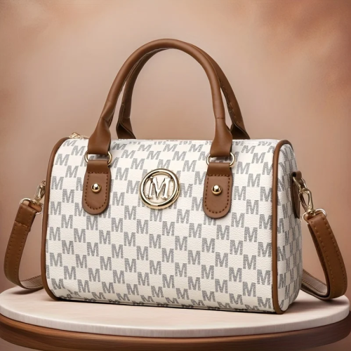 Women Alphabet Shoulder Bag with Golden "M" Logo,...