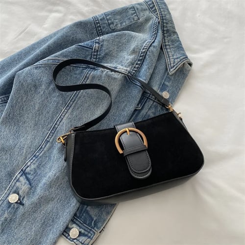 حقيبة كتف من جلد الغزال تحت الإبط