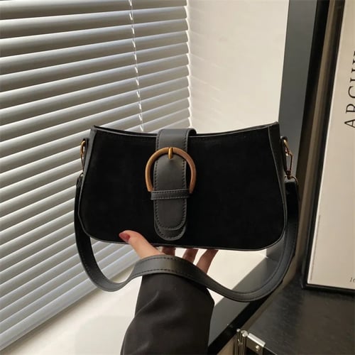 حقيبة كتف من جلد الغزال تحت الإبط