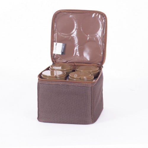 شنطة علب بهارات 4 قطع قماش بوليستر كوفي