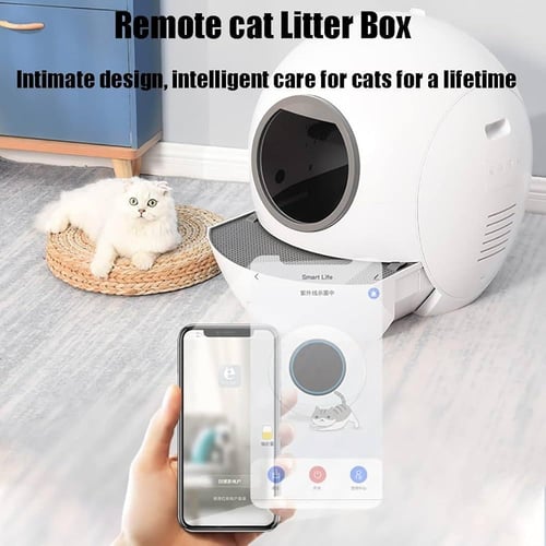 صندوق فضلات للقطط ذاتي التنظيف الاوتوماتيكي بدون م...
