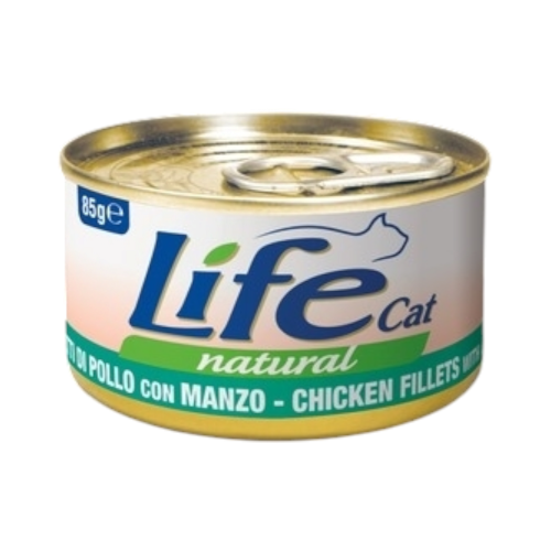 لايف كات معلبات طعام رطب للقطط بالدجاج ولحم بقري 8...