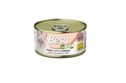 بيسو طعام رطب بالتونة والروبيان في الجيلي للقطط 85...