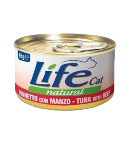 لايف كات اكل قطط رطب تونة مع اللحم البقري 85جم