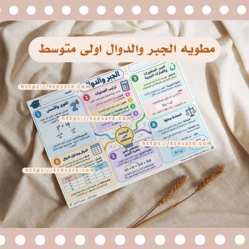 مطوية الجبر والدوال رياضيات اولى متوسط