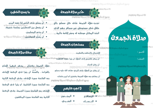 مطوية صلاة يوم الجمعة مادة الفقه للصف سادس ابتدائي...
