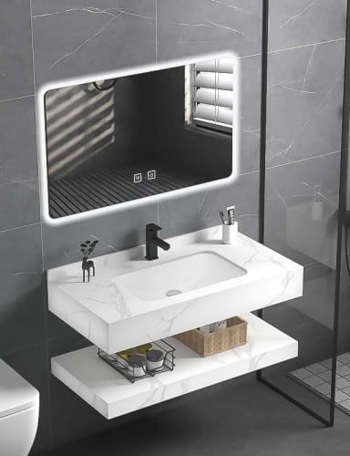 مغسلة ديكور رخام 100سم ابيض