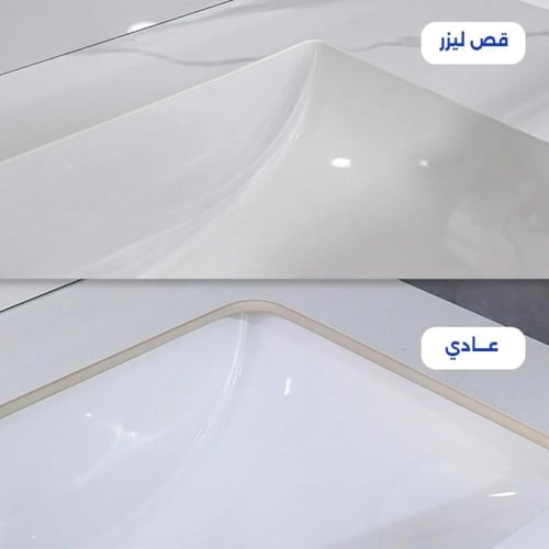 مغسلة رخام ابيض لامع قص ليزر | متوفر حوض وحوضين