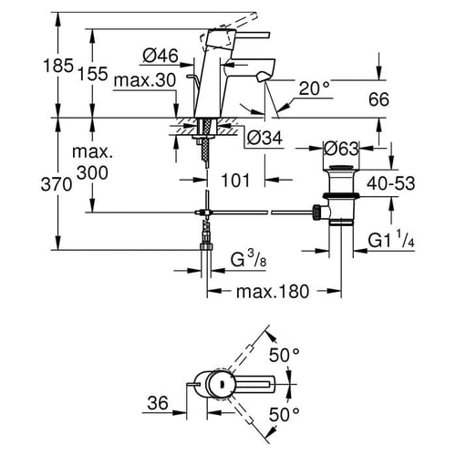خلاط مغسلة أتوماتيك كونشيتو 32204001 | جروهي GROHE