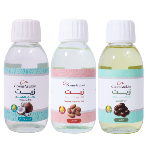 مجموعة زيوت تطويل الشعر طبيعي ( زيت الخروع-زيت الل...