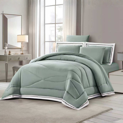 مفرش مزدوج ناعم سادة مخيط ع6 قطع (2851)