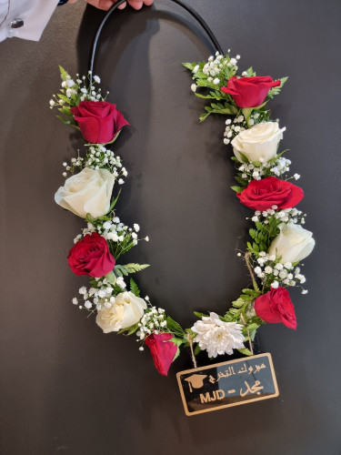 عقد ورد طبيعي مع الكتابة على الاكريلك 0068