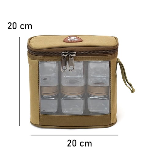 شنطة بهارات مع 6 علب صغيرة لون ربيعي