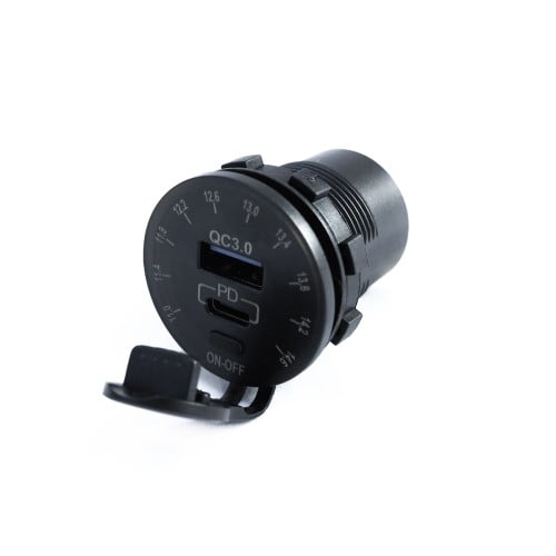 منفذ شحن Type-C + منفذ USB شحن سريع QC شكل دائري م...