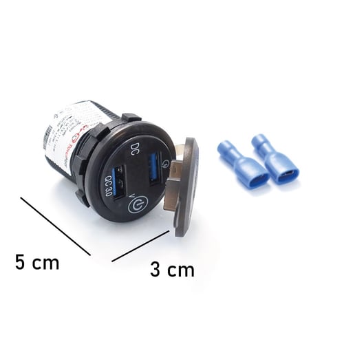 منفذين USB شحن سريع QC دائري مع فصال ومقياس فولت