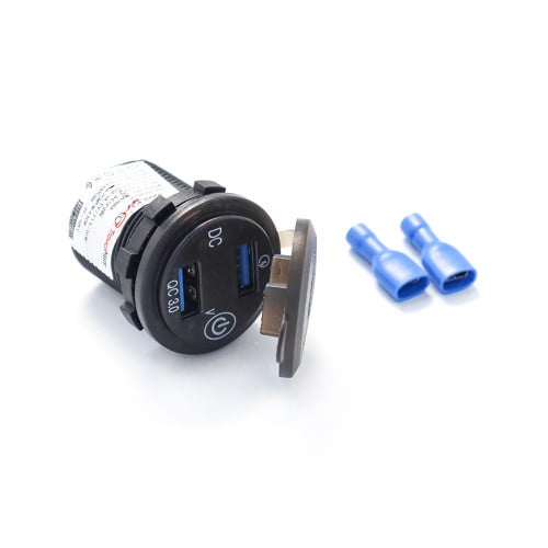 منفذين USB شحن سريع QC دائري مع فصال ومقياس فولت