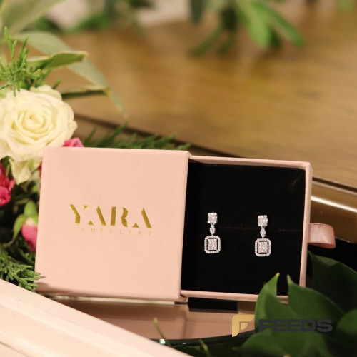 حلق أنيق من الفضة عيار 925 وحجر الزركون - 0420