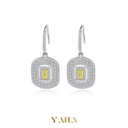 حلق أنيق من الفضة عيار 925 مرصع بفصوص الزركون - 01...