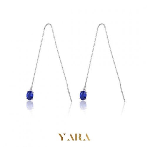 حلق الاناقة من الفضة عيار 925 وحجر الزركون - 0354