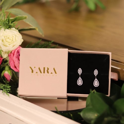 حلق أنيق من الفضة عيار 925 وحجر الزركون - 0421