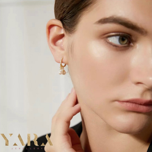 حلق أنيق من الفضة عيار 925 وحجر الزركون - 0334