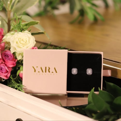 حلق أنيق من الفضة عيار 925 وحجر الزركون - 0417