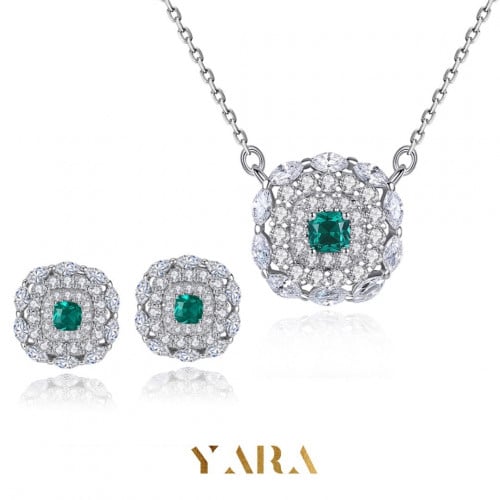 طقم أنيق من الفضة عيار 925 وحجر الزركون - 0292