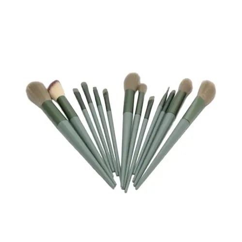 طقم فرش توزيع مكياج الوجه والعيون – 13 قطعة - أخضر