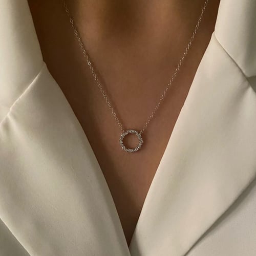 سلسال حلقة الكريستالات فضة عيار 925