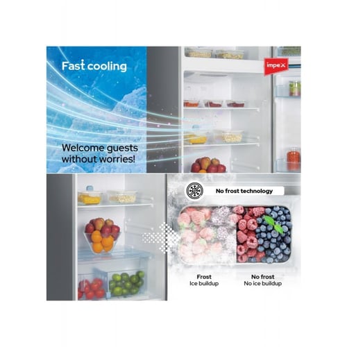 ثلاجة امبكس بابين 13.1 قدم 368 لتر فضي IRF 335 SS