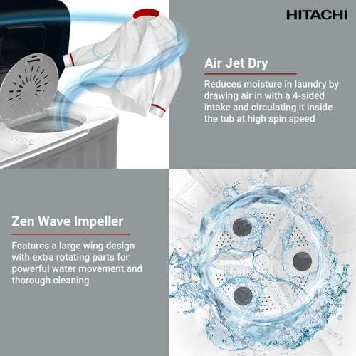 غسالة حوضين هيتاشي 10.5 كيلو رمادي - صناعة تايلاند