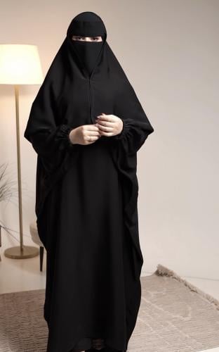 عبايه 2 في واحده اكمام مطاط