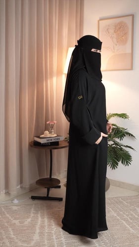 ‏عبايه طيف سحاب مخفي مع طرحه