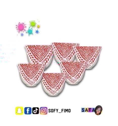 فناجين قهوة العدد 6 فناجين بشكل شماغ احمر