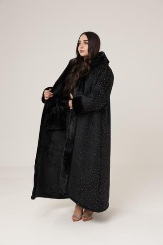 فروه نسائي قماش مخمل كريستال ملون