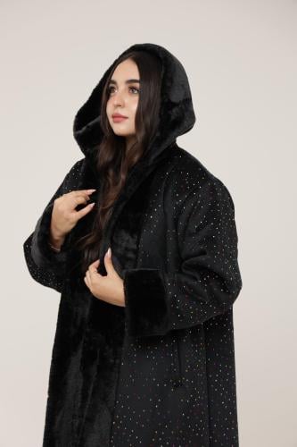 فروه نسائي قماش مخمل كريستال ملون