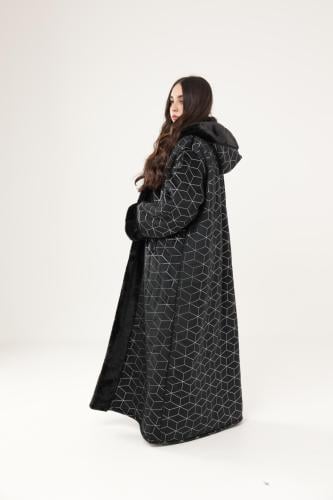 فروه نسائي قماش مخمل بنقشة 3D