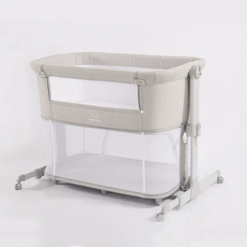 سرير نكست مهد الطفل ملاصق لسرير الأم - رمادي فاتح