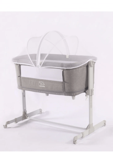 سرير نكست مهد الطفل ملاصق لسرير الأم - رمادي غامق