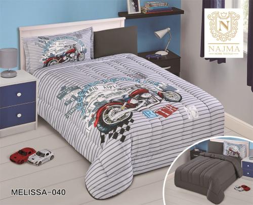 مفرش سرير ولادي وجهين بتصميم دراجة نارية من ماركة...