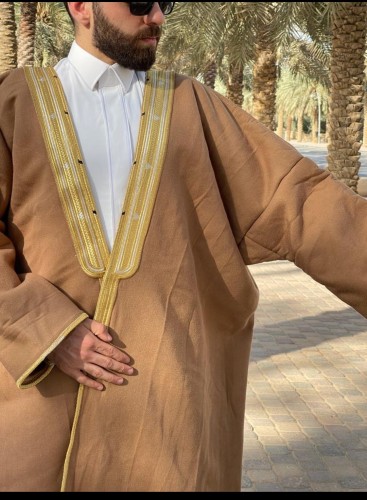 فروه رجالي قماش وبر تطريز بشت قصب كامل فرو ثقيل