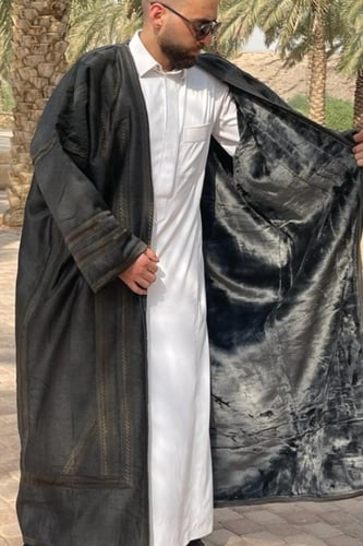 فروه رجالي مع قبعة قماش سيلكا فرو ثقيل