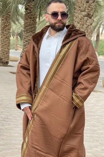 فروه رجالي قماش سيلكا تطريز ذهبي