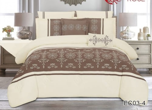 مفرش صيفي مطرز مكروفايبر بحشوة سميكه نفرين 8 قطع