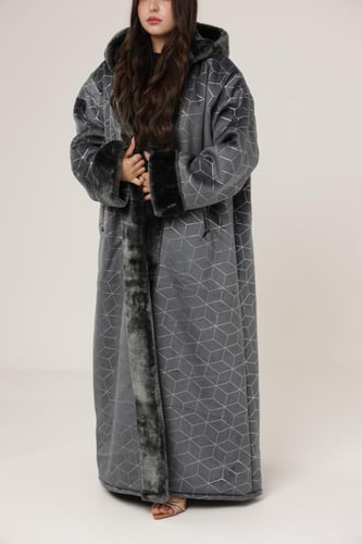 فروه نسائي قماش مخمل بنقشة 3D